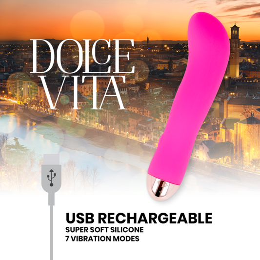DOLCE VITA - VIBRATEUR RECHARGEABLE DEUX ROSE 7 VITESSES - Sensualia