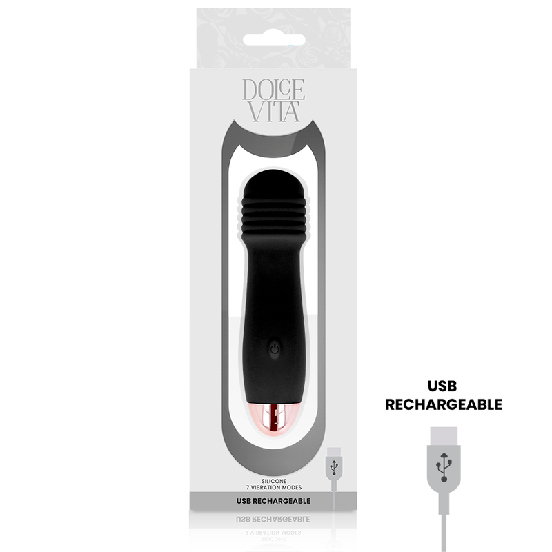 DOLCE VITA - VIBRATEUR RECHARGEABLE TROIS NOIR 7 VITESSES - Sensualia