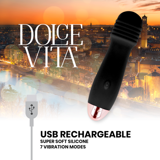 DOLCE VITA - VIBRATEUR RECHARGEABLE TROIS NOIR 7 VITESSES - Sensualia