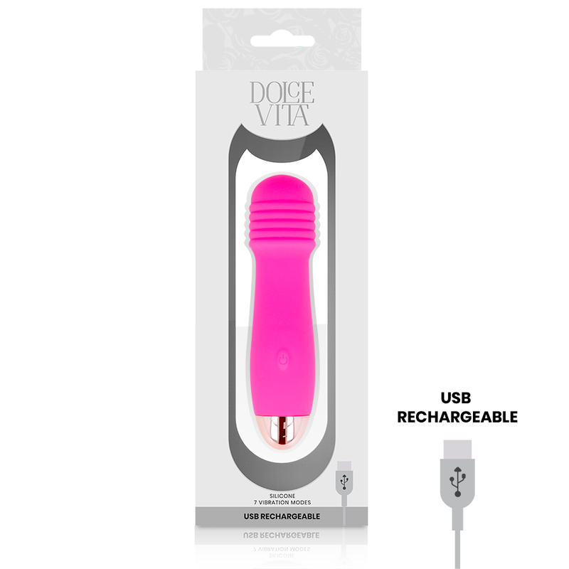DOLCE VITA - VIBRATEUR RECHARGEABLE TROIS ROSE 7 VITESSES - Sensualia