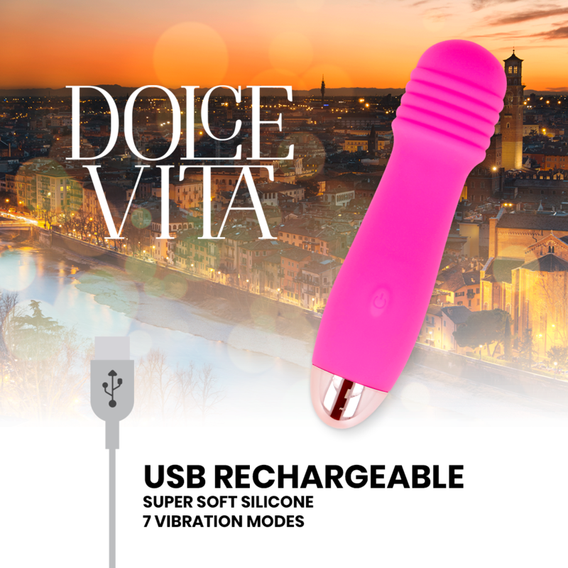 DOLCE VITA - VIBRATEUR RECHARGEABLE TROIS ROSE 7 VITESSES - Sensualia