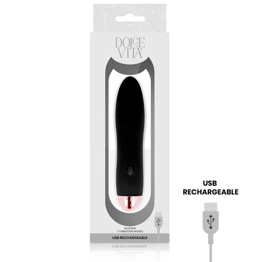 DOLCE VITA - VIBRATEUR RECHARGEABLE QUATRE NOIR 7 VITESSES - Sensualia