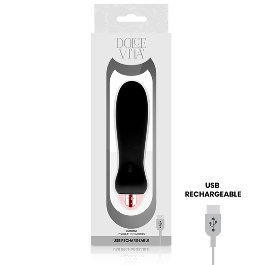 DOLCE VITA - VIBRATEUR RECHARGEABLE CINQ NOIR 7 VITESSES - Sensualia