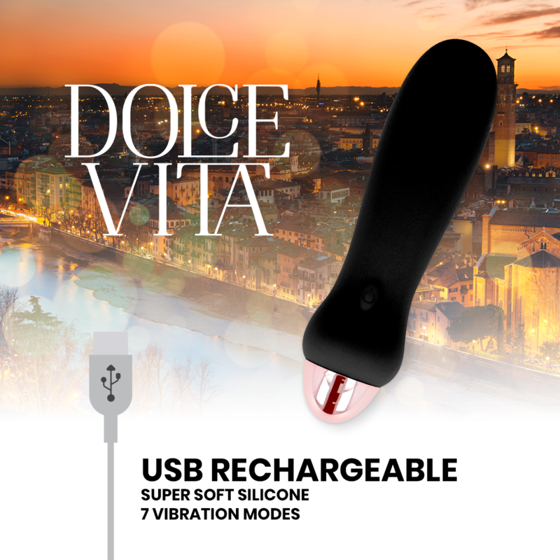 DOLCE VITA - VIBRATEUR RECHARGEABLE CINQ NOIR 7 VITESSES - Sensualia