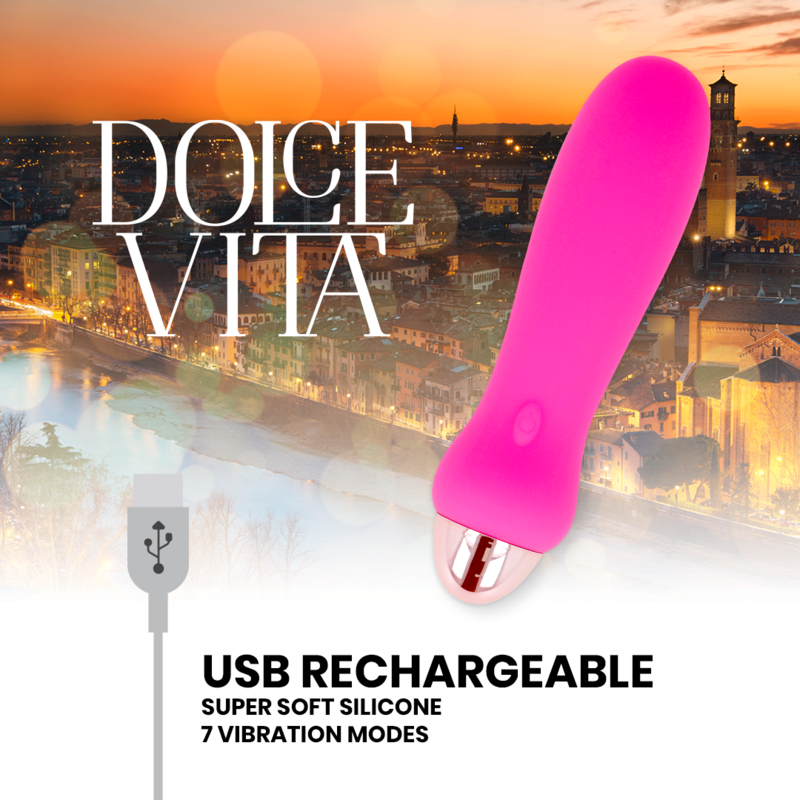 DOLCE VITA - VIBRATEUR RECHARGEABLE CINQ ROSE 7 VITESSES - Sensualia