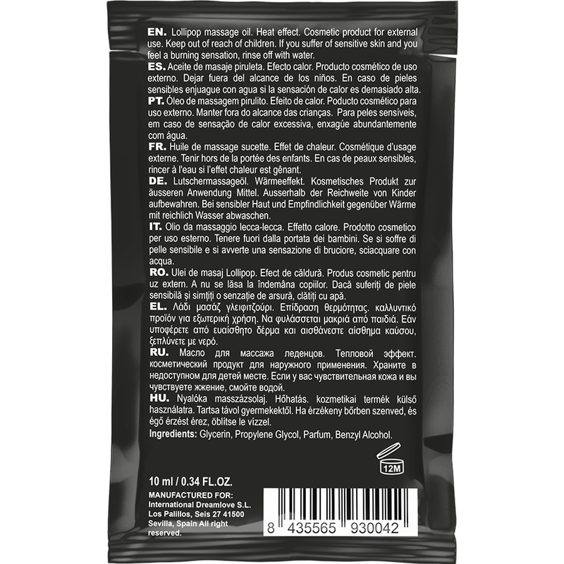 COQUETTE CHIC DESIRE - HUILE DE MASSAGE KISSABLE DE POCHE AVEC SUCETTE EFFET CHALEUR 10 ML - Sensualia