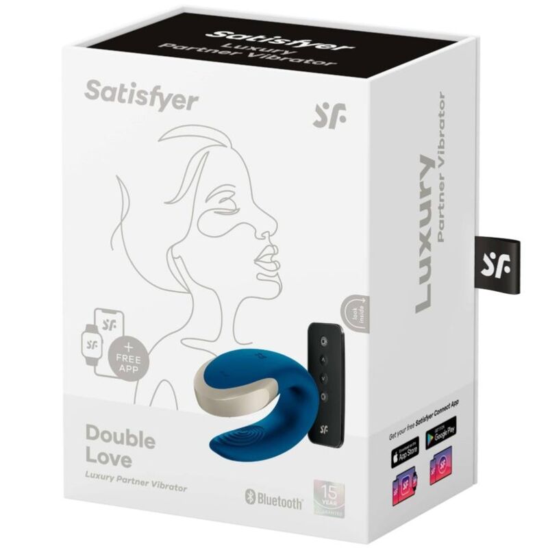 SATISFYER - VIBRATEUR DOUBLE LOVE LUXURY PARTNER BLEU - Sensualia