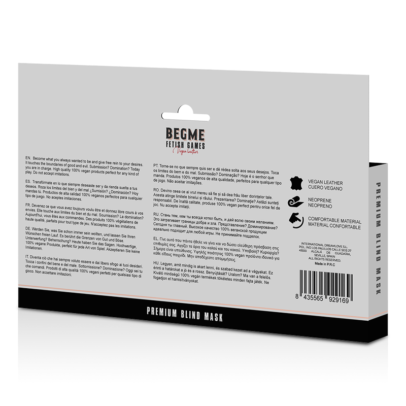 BEGME - MASQUE AVEUGLE PREMIUM ÉDITION ROUGE AVEC DOUBLURE EN NÉOPRÈNE - Sensualia