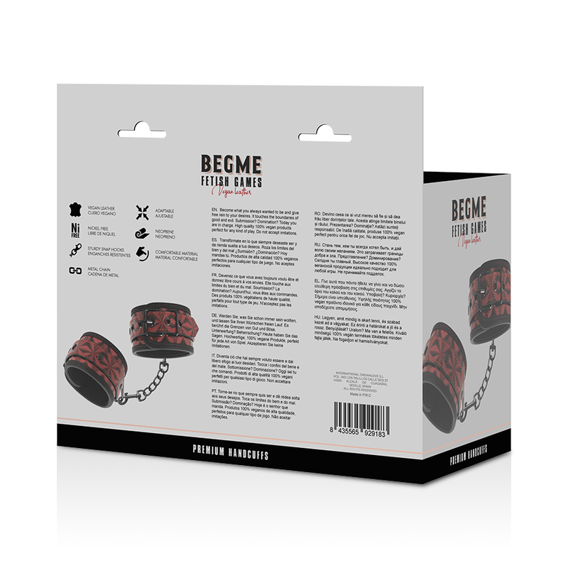 BEGME - MENOTTES PREMIUM ÉDITION ROUGE AVEC DOUBLURE EN NÉOPRÈNE - Sensualia