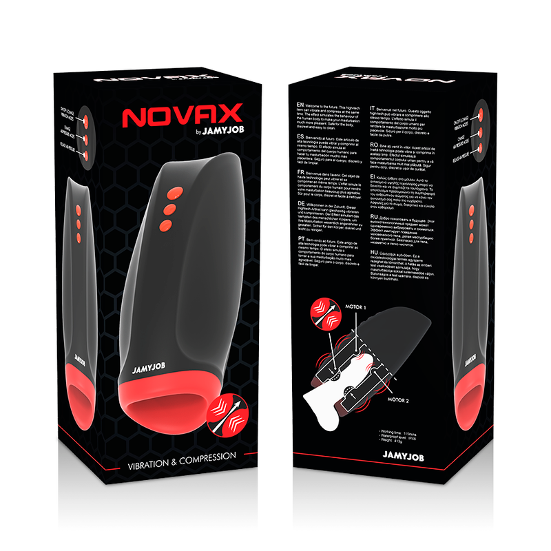JAMYJOB - MASTURBATEUR NOVAX AVEC VIBRATION ET COMPRESSION - Sensualia