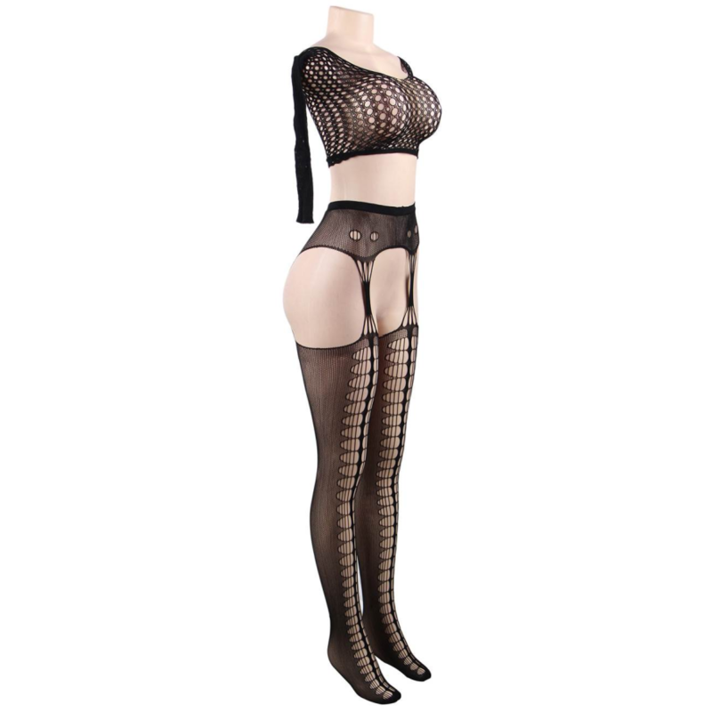 QUEEN LINGERIE - BODYSTOCKING HAUT MANCHES LONGUES S/L - Sensualia