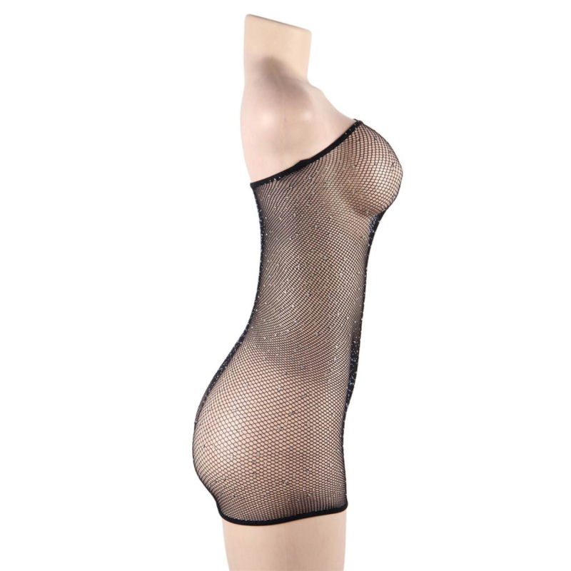 QUEEN LINGERIE - ROBE CORPS EN FILET AVEC DIAMANTS S/L - Sensualia