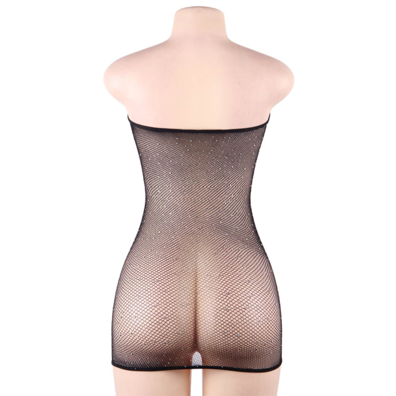 QUEEN LINGERIE - ROBE CORPS EN FILET AVEC DIAMANTS S/L - Sensualia