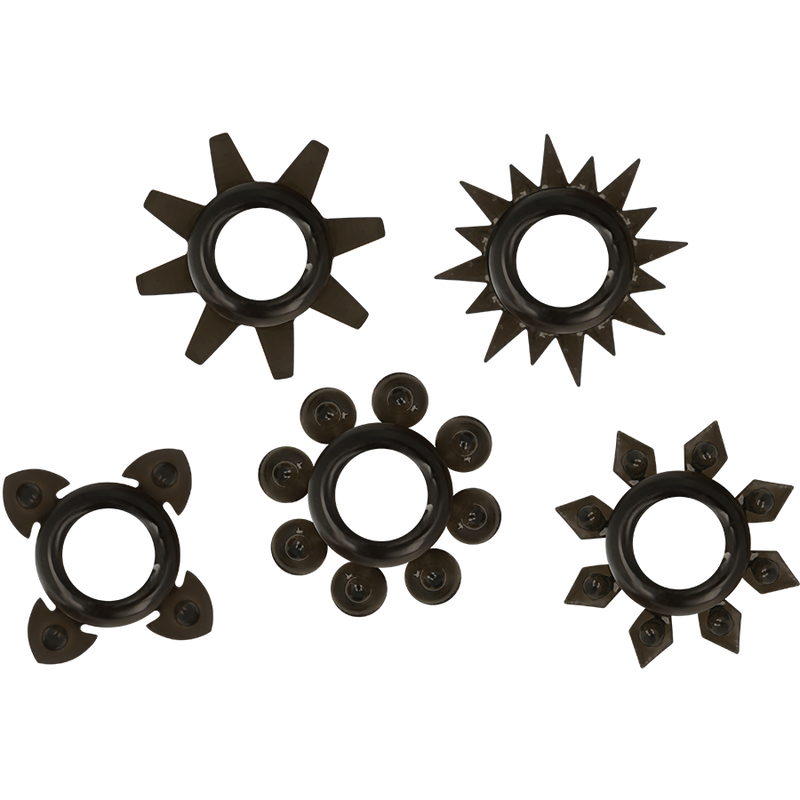 OHMAMA - LOT DE 5 ANNEAUX TESTICULES ET PÉNIS EN SILICONE - Sensualia