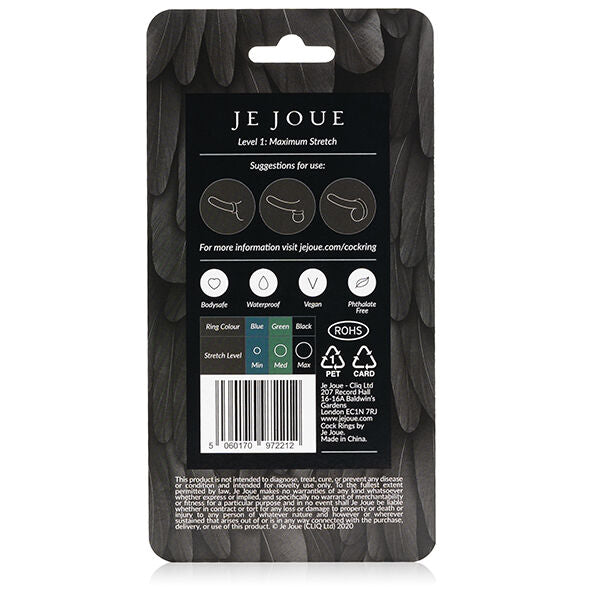 JE JOUE - ANNEAU PÉNIAL EN SILICONE  EXTENSION MAXIMALE - NOIR - Sensualia