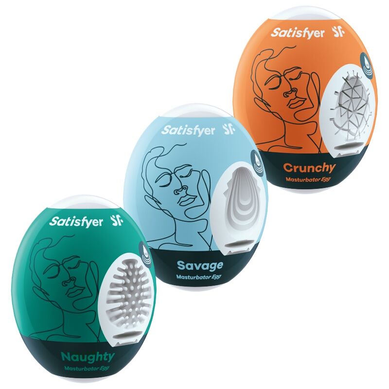 SATISFYER - 3 OEUFS MASTURBATEURS NAUGHTY, SAVAGE & CRUNCHY - Sensualia