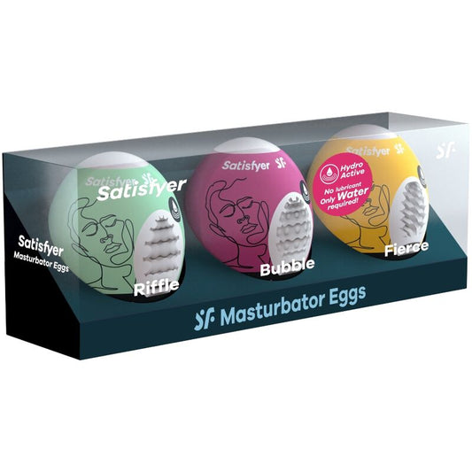 SATISFYER - 3 OEUFS MASTURBATEURS RIFFLE, BUBBLE & FIERCE - Sensualia