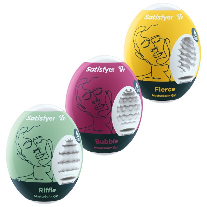 SATISFYER - 3 OEUFS MASTURBATEURS RIFFLE, BUBBLE & FIERCE - Sensualia