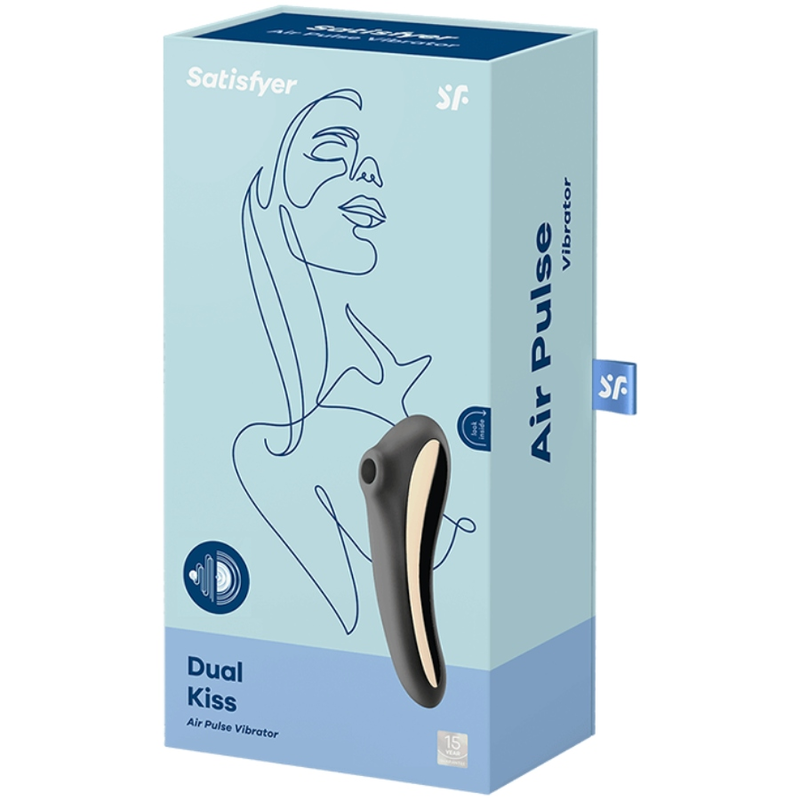 SATISFYER - VIBRATEUR DUAL KISS AIR PULSE NOIR - Sensualia