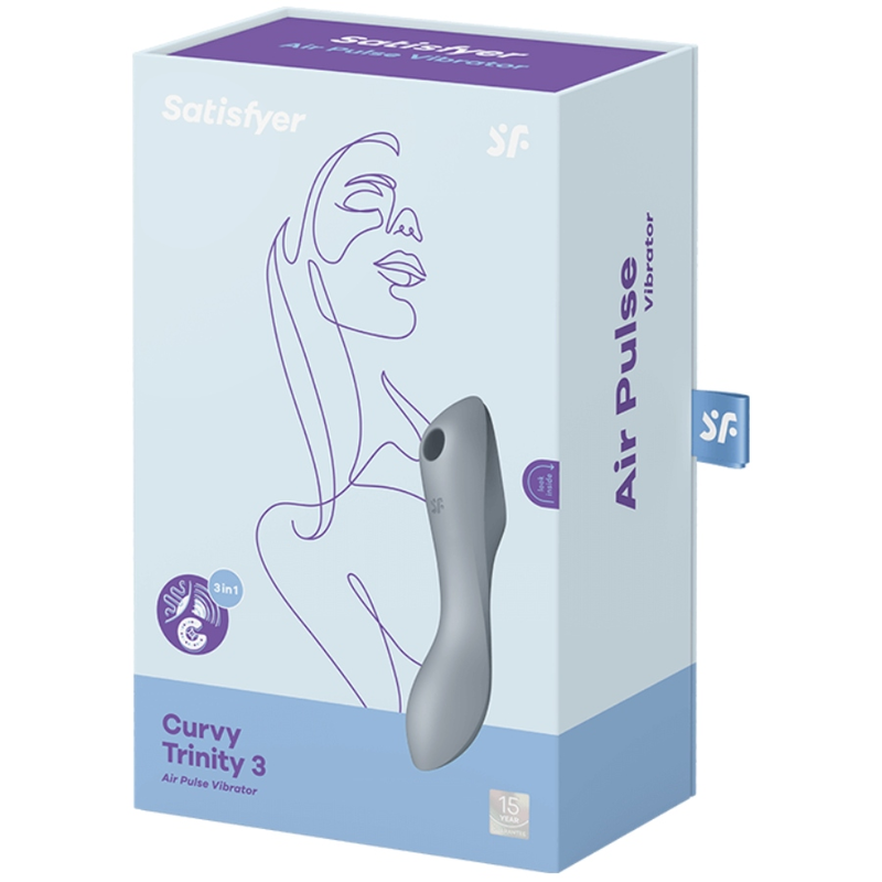SATISFYER - STIMULATEUR ET VIBRATEUR CURVY TRINITY 3 GRIS - Sensualia