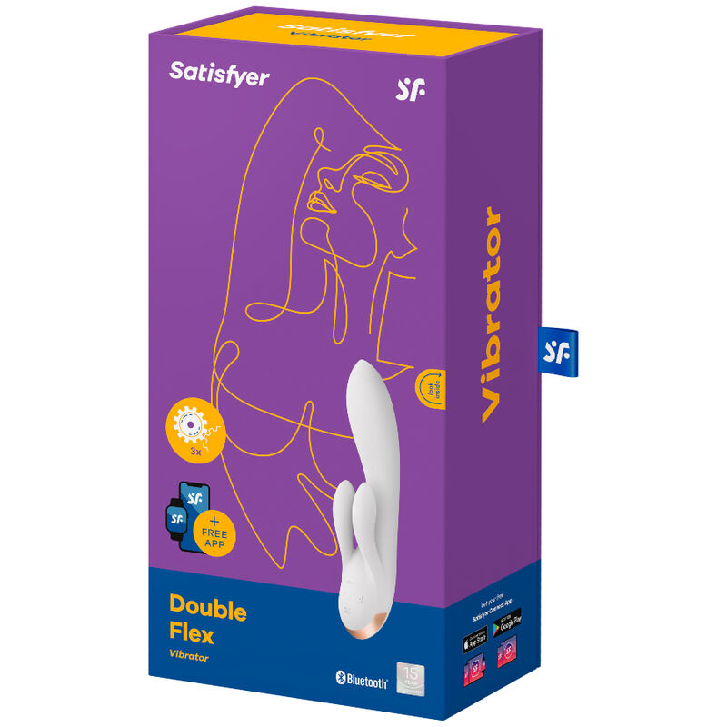 SATISFYER DOUBLE FLEX VIBRADOR APP - BLANCO - Sensualia