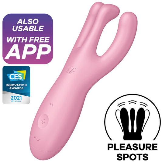 SATISFYER - APPLICATION VIBRATEUR THREESOME 4 ROSE - Sensualia