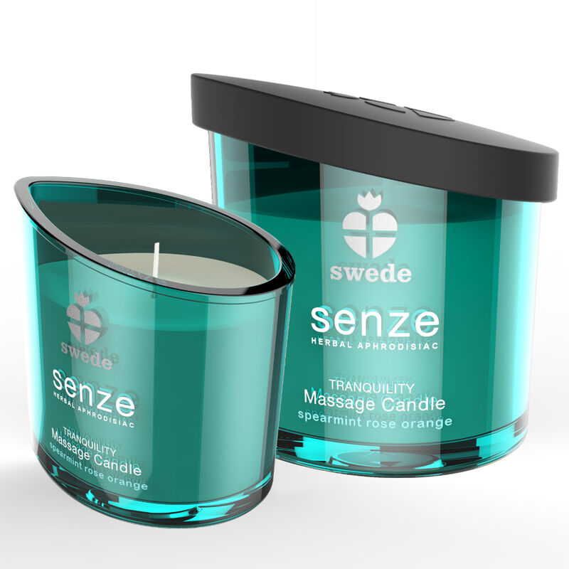SWEDE - BOUGIE DE MASSAGE SWEEDE SENZE TRANQUILITY MENTHE VERTE, ROSE, ORANGE - Sensualia