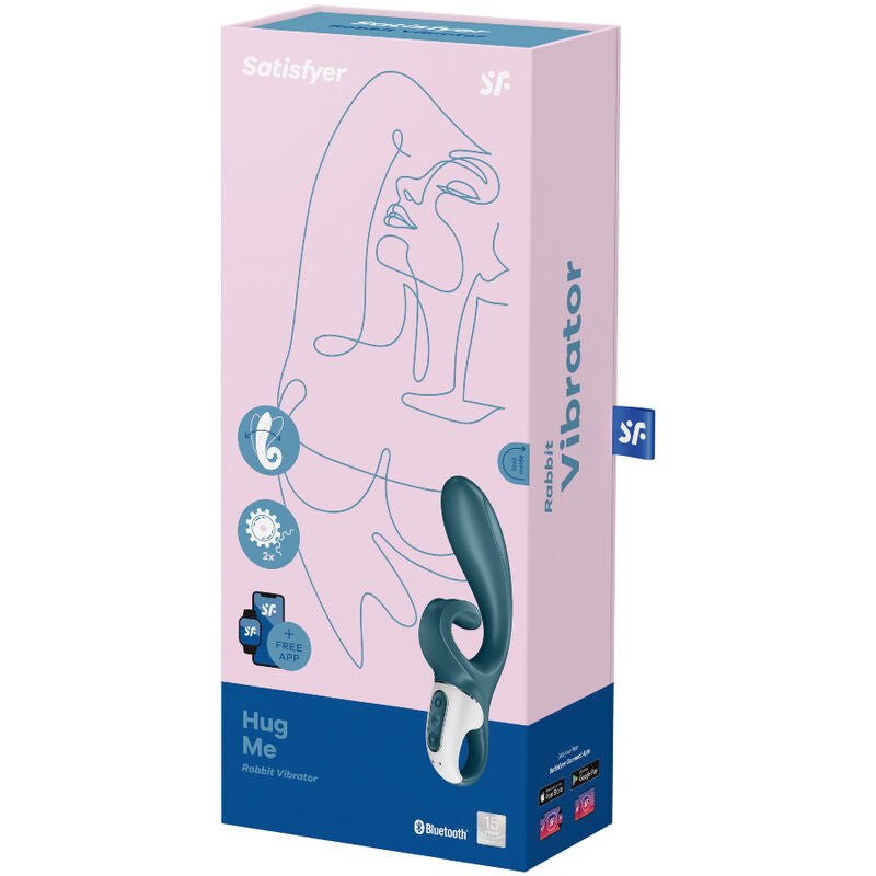 SATISFYER - HUG ME VIBRADOR RABBIT APP AZUL - Sensualia