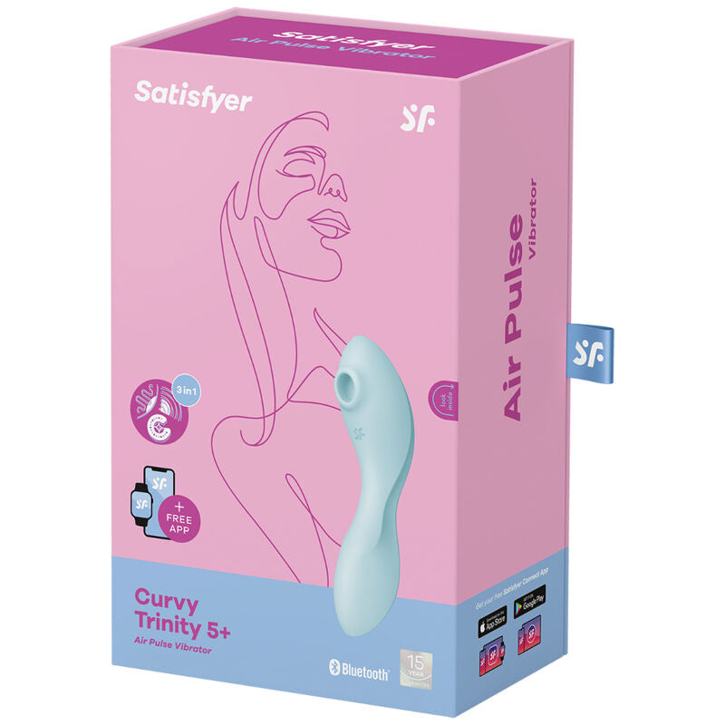 SATISFYER CURVY TRINITY 5 ESTIMULADOR Y VIBRADOR APP - AZUL - Sensualia