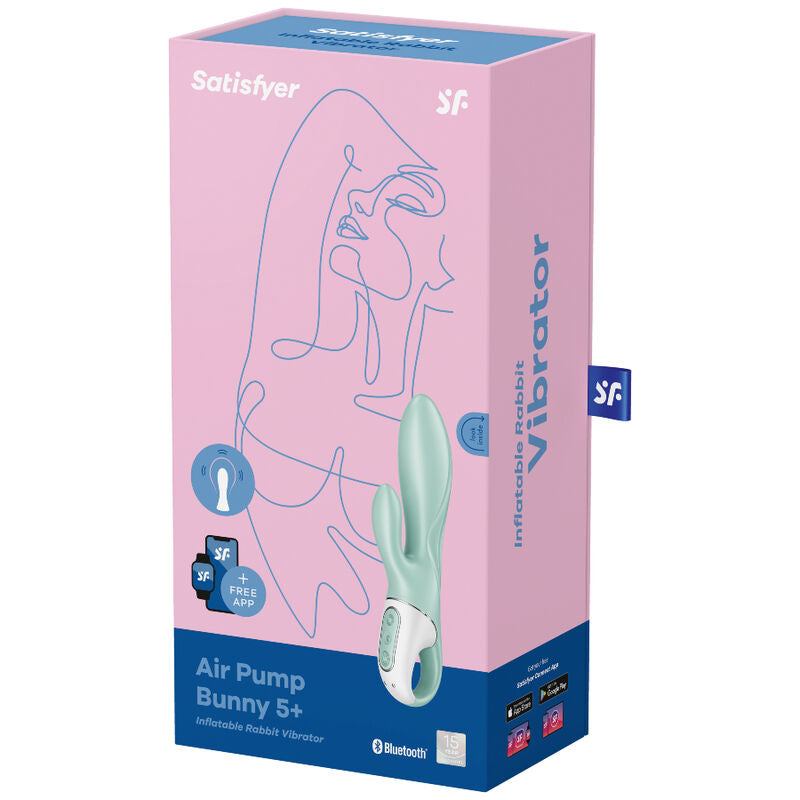 SATISFYER - AIR PUMP BUNNY 5+ APPLICATION GONFLABLE LAPIN VIBRATEUR VERT - Sensualia