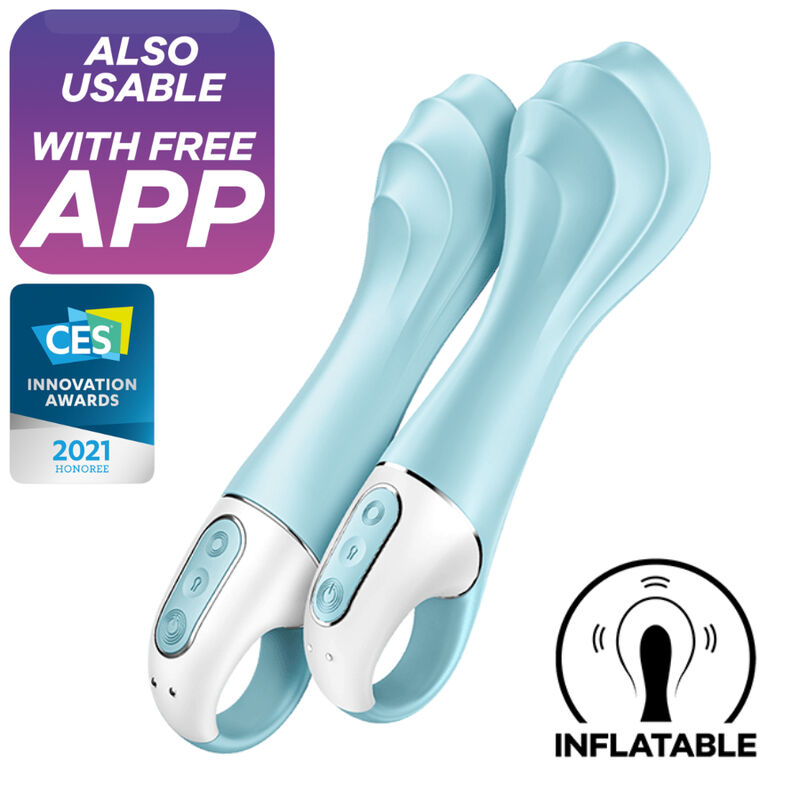 SATISFYER - AIR PUMP VIBRATOR 5+ APP GONFLABLE G-SPOT VIBRATOR BLEU - Sensualia