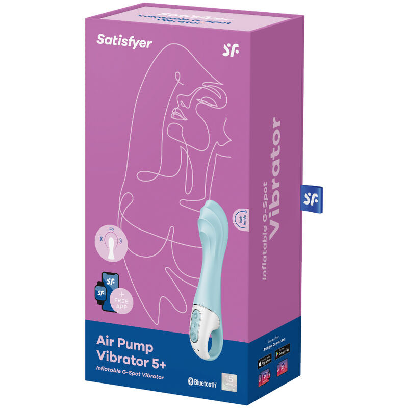 SATISFYER - AIR PUMP VIBRATOR 5+ APP GONFLABLE G-SPOT VIBRATOR BLEU - Sensualia