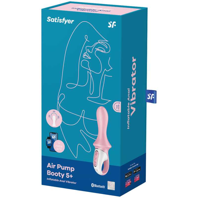 SATISFYER - AIR PUMP BOOTY 5+ VIBRATEUR ANAL GONFLABLE ROSE - Sensualia