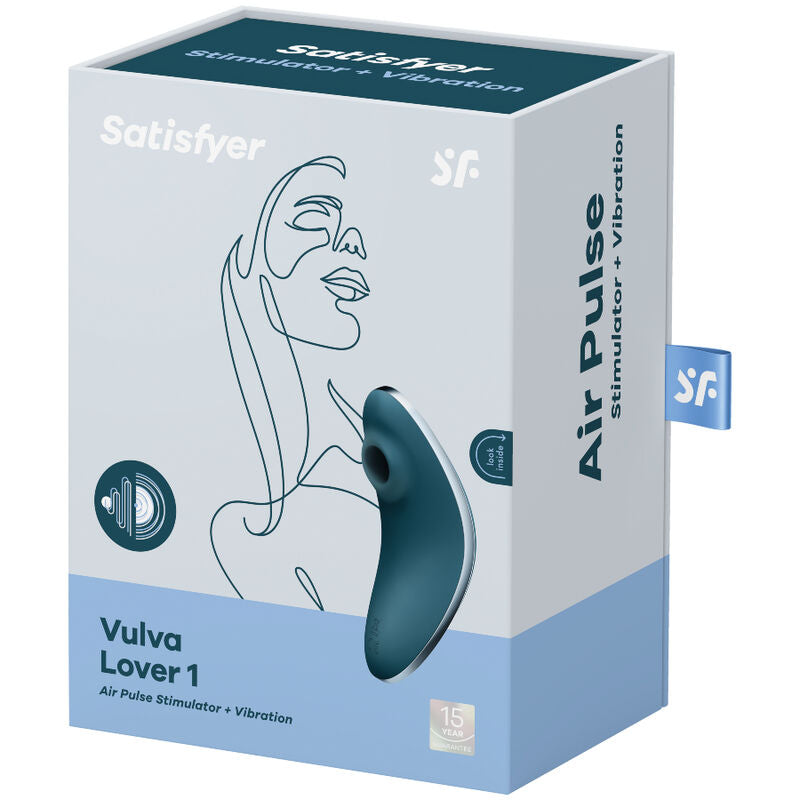 SATISFYER - VULVA LOVER 1 ESTIMULADOR Y VIBRADOR AZUL - Sensualia