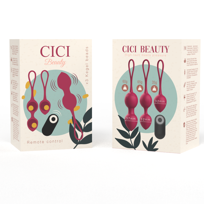 CICI BEAUTY - PREMIUM SILICONE 3 PERLES DE KEGEL VIBRANTES TÉLÉCOMMANDE - Sensualia