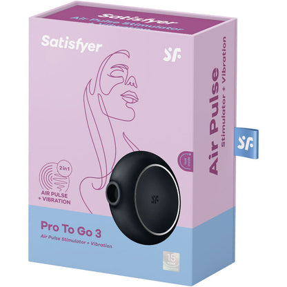 SATISFYER - STIMULATEUR ET VIBRATEUR DOUBLE AIR PULSE PRO TO GO 3 NOIR - Sensualia