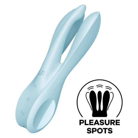 SATISFYER - VIBRATEUR THREESOME 1 BLEU - Sensualia