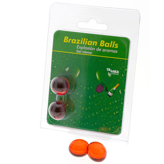 TALOKA - 2 BOULES BRÉSILIENNES GEL INTIME FRAISES & CHAMPAGNE - Sensualia