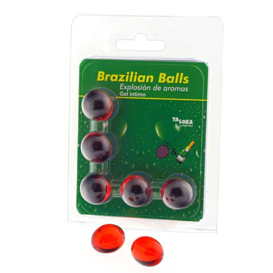 TALOKA - 5 BOULES BRÉSILIENNES GEL INTIME FRAISES & CHAMPAGNE - Sensualia