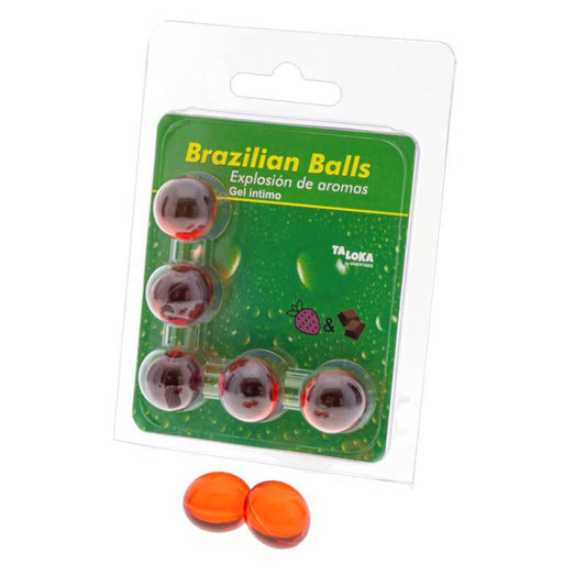 TALOKA - 5 BOULES BRÉSILIENNES GEL INTIME FRAISE & CHOCOLAT - Sensualia