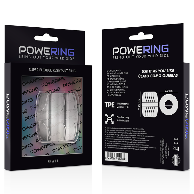 POWERING - ANNEAU PÉNIS SUPER FLEXIBLE ET RÉSISTANT 5 CM PR11 CLAIR - Sensualia