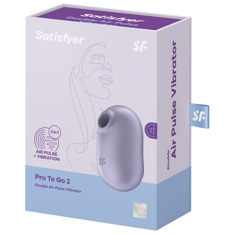 SATISFYER - STIMULATEUR ET VIBRATEUR DOUBLE AIR PULSE PRO TO GO 2 VIOLET - Sensualia