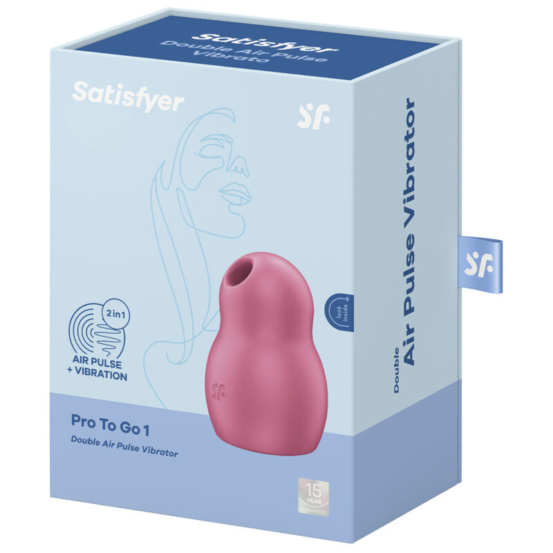 SATISFYER - STIMULATEUR ET VIBRATEUR DOUBLE AIR PULSE PRO TO GO 1 ROUGE - Sensualia