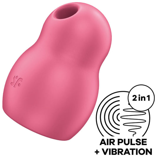 SATISFYER - STIMULATEUR ET VIBRATEUR DOUBLE AIR PULSE PRO TO GO 1 ROUGE - Sensualia