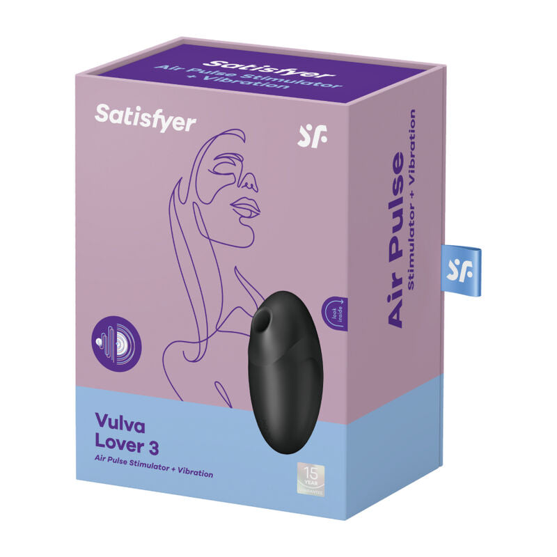 SATISFYER - VULVA LOVER 3 ESTIMULADOR Y VIBRADOR NEGRO - Sensualia