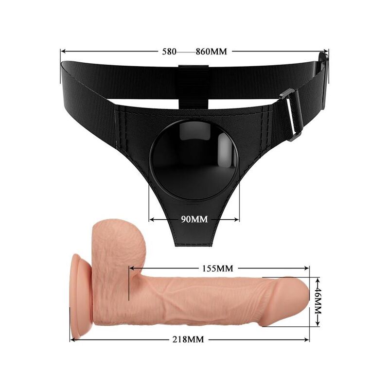PRETTY LOVE - SLIP HARNAIS HARNAIS UNIVERSEL AVEC GODE JERRY 21,8 CM NATUREL - Sensualia