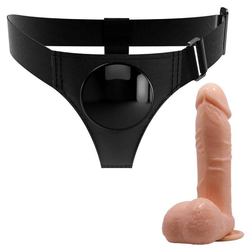 PRETTY LOVE - HARNAIS SLIPS HARNAIS UNIVERSEL AVEC GODE TOM 20 CM NATUREL - Sensualia