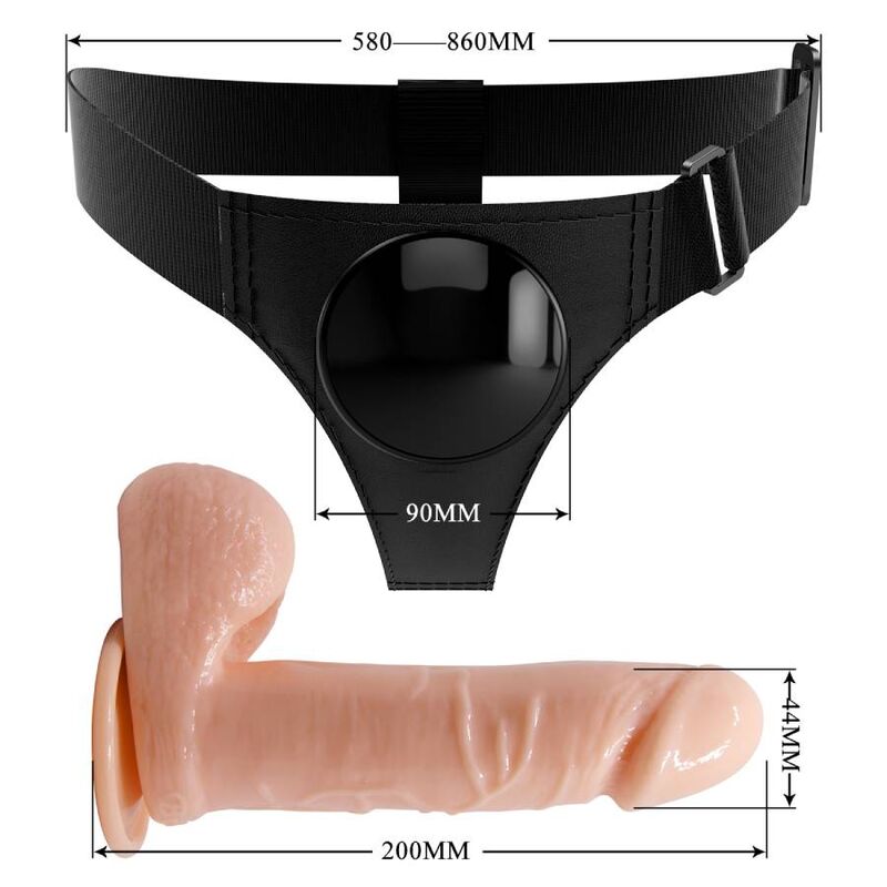 PRETTY LOVE - HARNAIS SLIPS HARNAIS UNIVERSEL AVEC GODE TOM 20 CM NATUREL - Sensualia