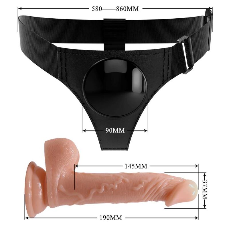 PRETTY LOVE - SLIP HARNAIS HARNAIS UNIVERSEL AVEC GODE KEVIN 19 CM NATUREL - Sensualia