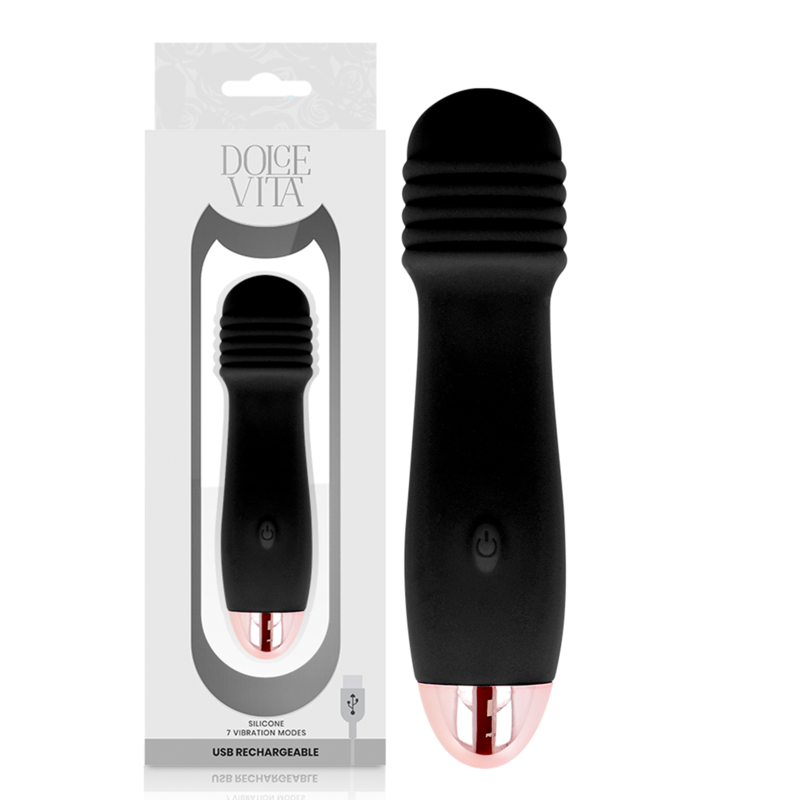 DOLCE VITA - VIBRATEUR RECHARGEABLE TROIS NOIR 7 VITESSES - Sensualia